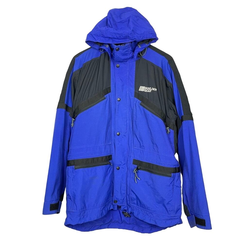 Boulder Gear Y2K Retro Blue Black Unisex Weatherproof Hooded Winter Snow Jacket